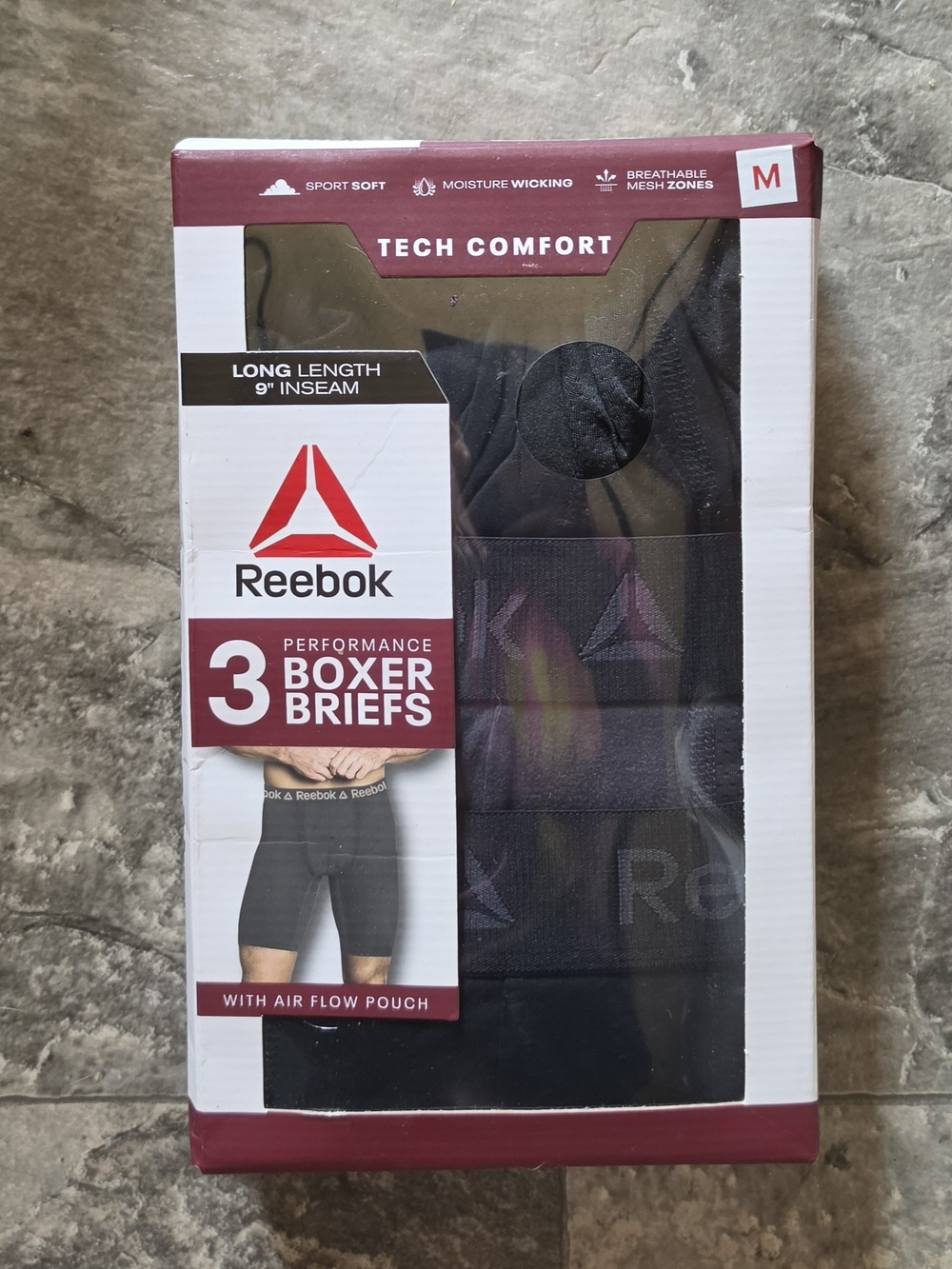Reebok Menโs 3-Pack Performance Boxer Briefs - Medium BNIB